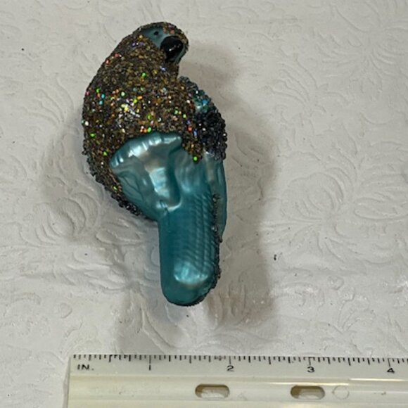 Glittered Blue Parrot Bird Christmas Tree Ornament 2.5"x 5" - Picture 14 of 14